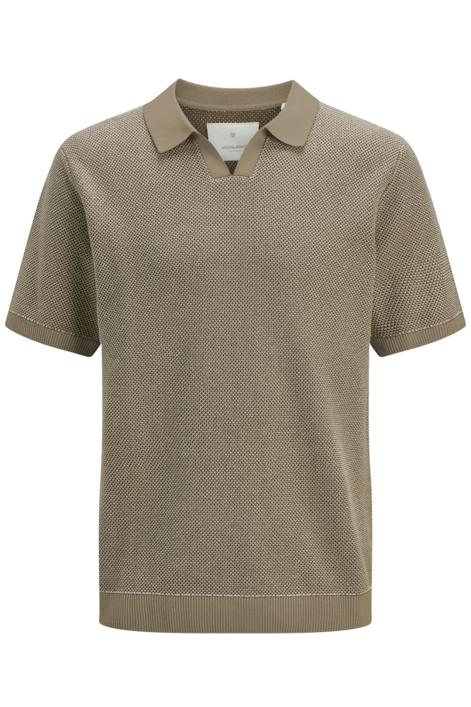 JPRCCEASTON KNIT SPLIT NECK SS SN 12273012 Rain Drum